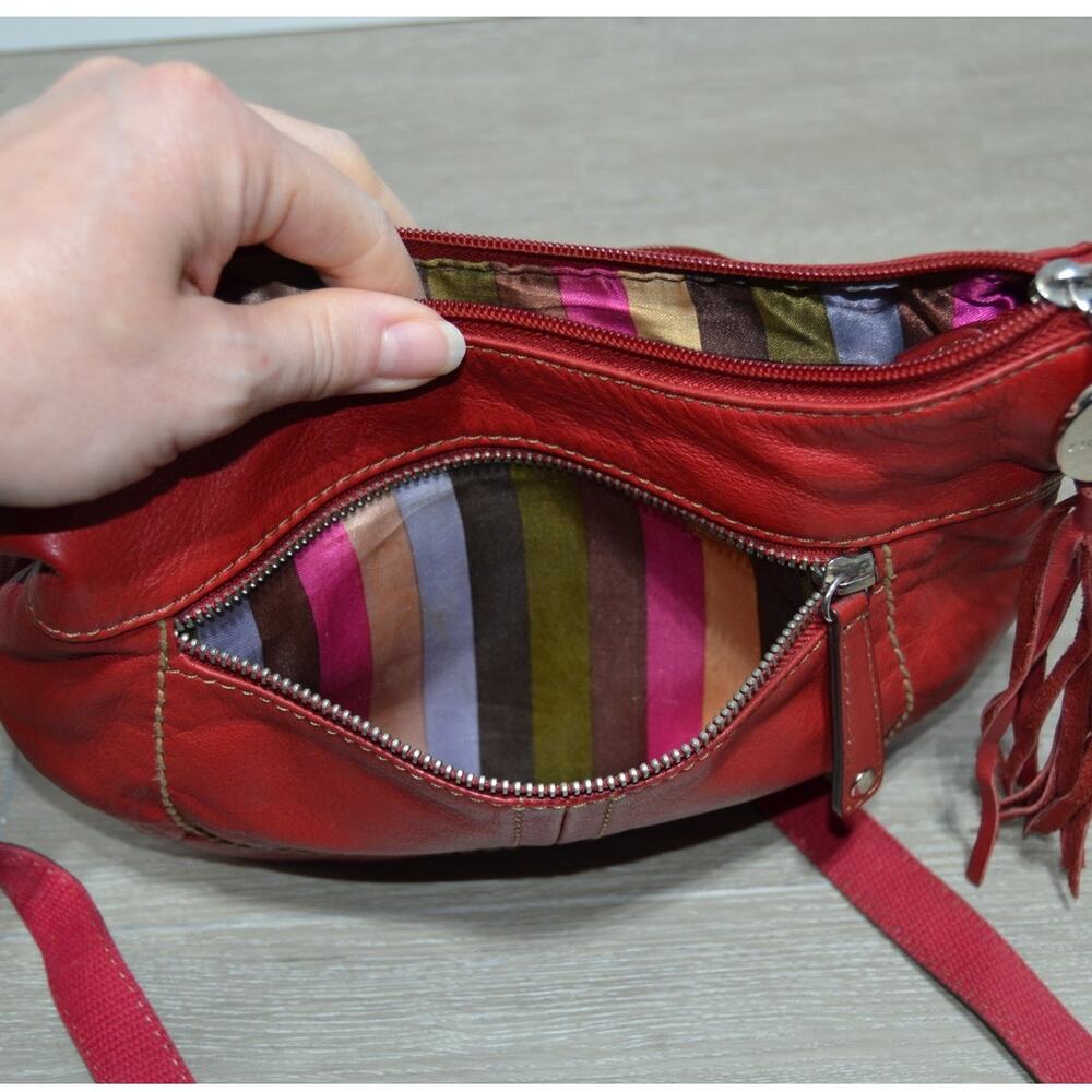 Tignanello Red Leather Crossbody Purse - Picture 11 of 15